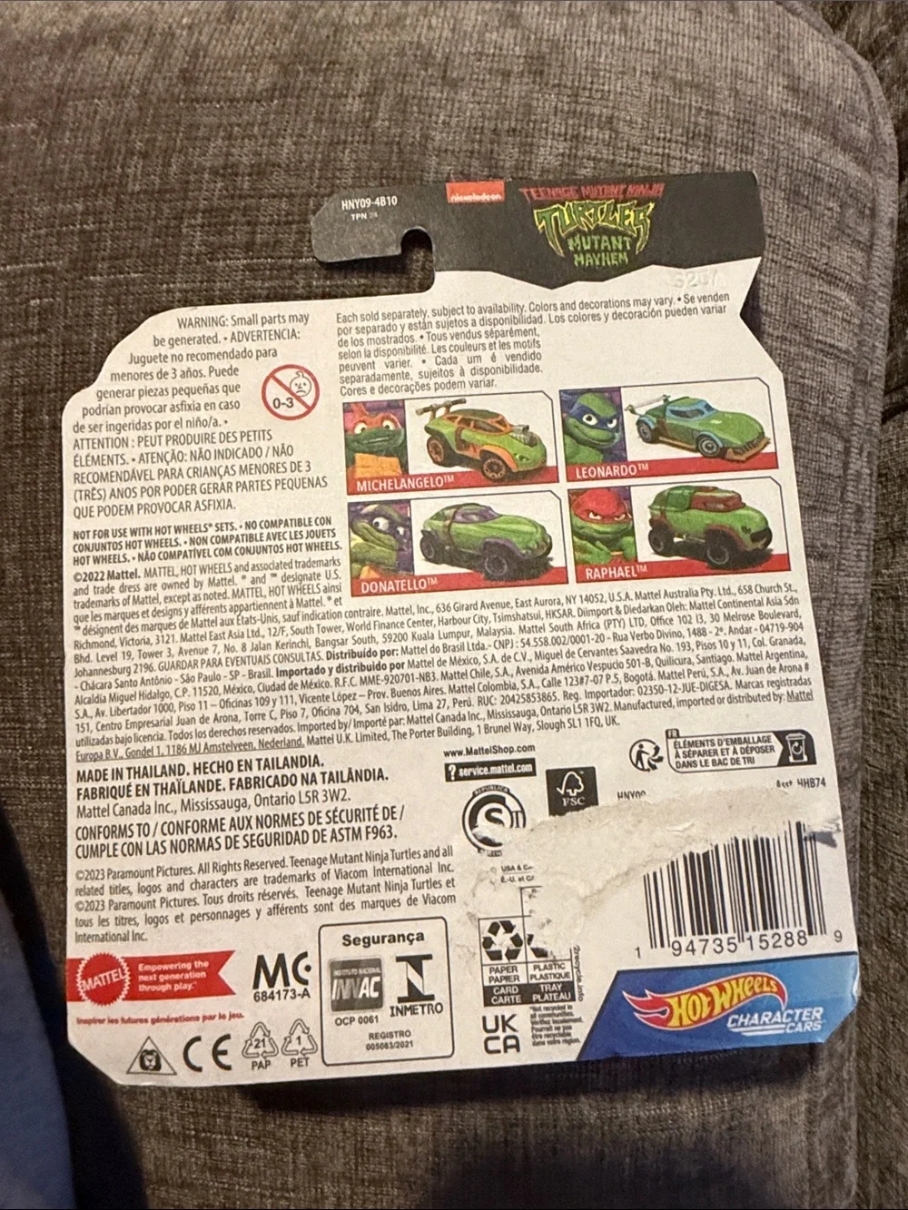 Hot Wheels Character Cars TMNT Mutant Mayhem Michelangelo Sealed